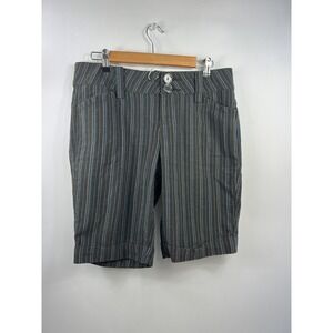 DKNY Jean Bermuda Shorts Women's Size 9 Multi Striped Wide Waist Band Cuffed